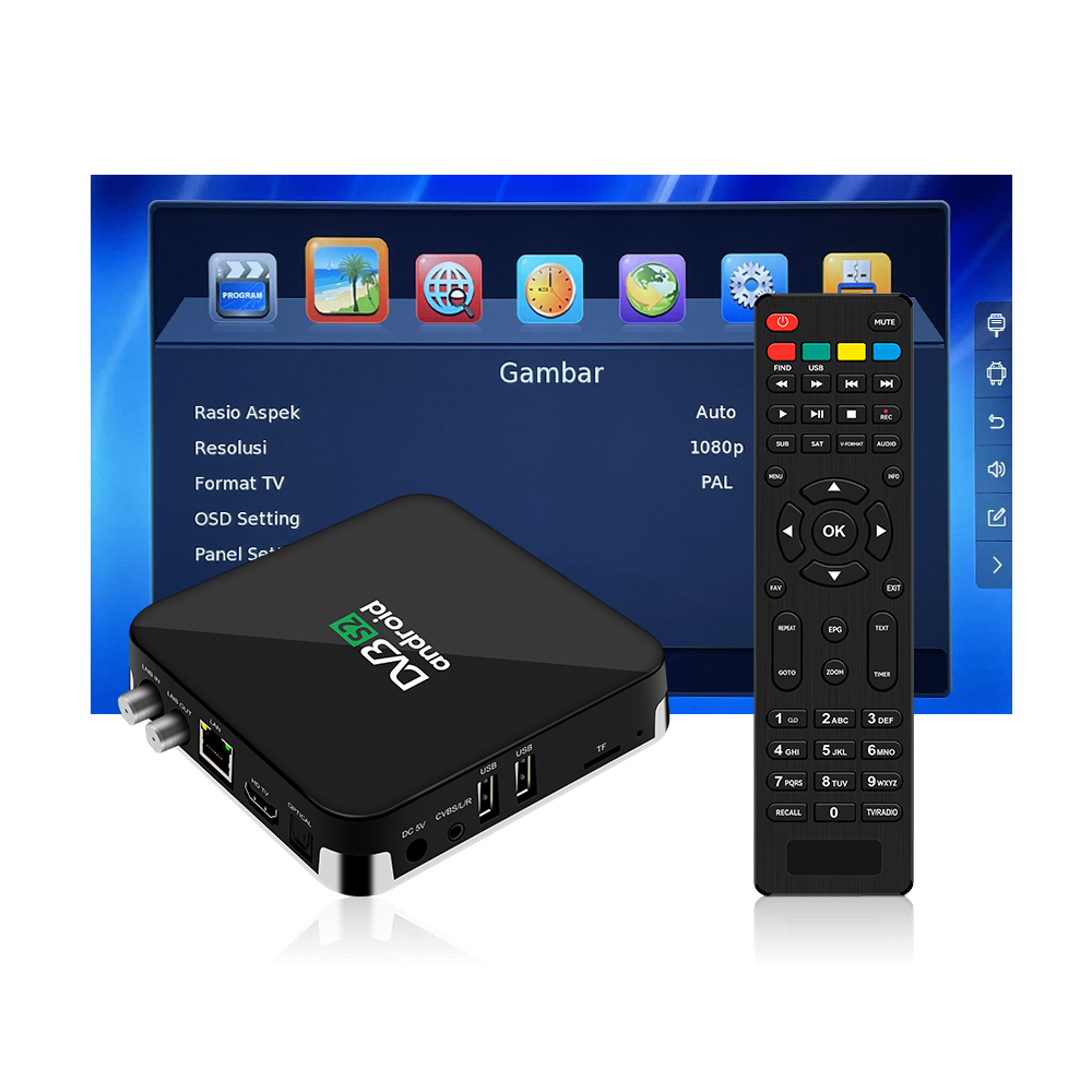 OTT satellite tv receiver 4K Android and DVB S2 smart android tv box OTT DVB S2 Hybrid TV Box