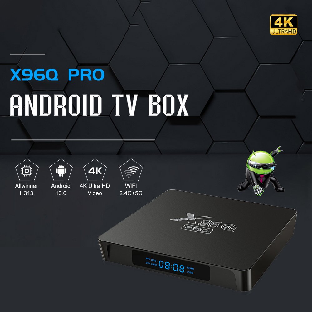 New Android TV Box Allwinner H313 Quad Core Emmc 8GB/16GB 2.4G+5.8G Dual WIF X96Q Pro Android 10 os Smart Set Top Box