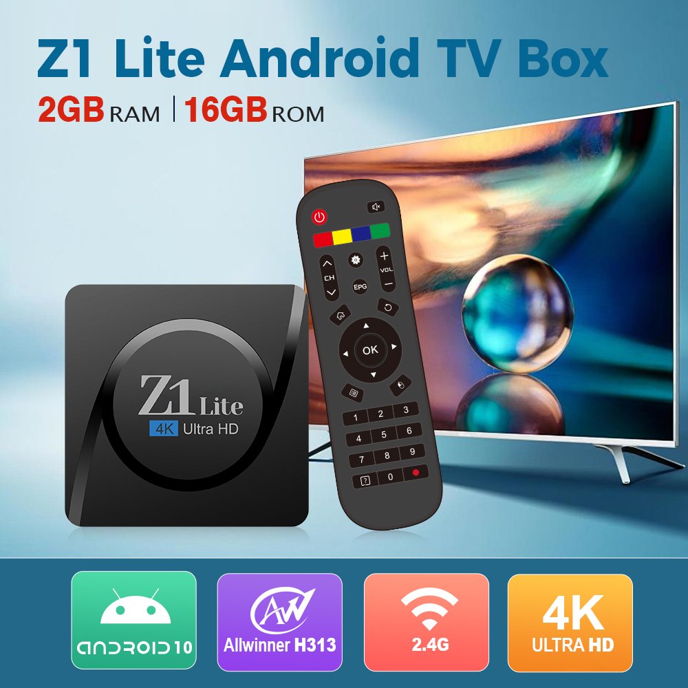 Custom Android Tv Box Z1 lite Android 10 Allwinner H313 IR remote 2+16G Media Player Smart Tv Box 5g Wifi HD 4k Set-top Box