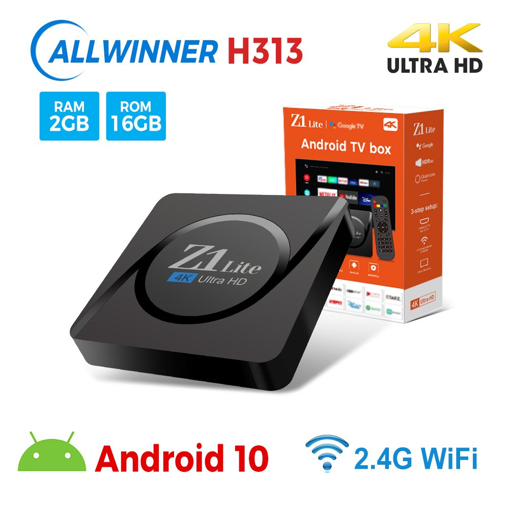 Custom Android Tv Box Z1 lite Android 10 Allwinner H313 IR remote 2+16G Media Player Smart Tv Box 5g Wifi HD 4k Set-top Box