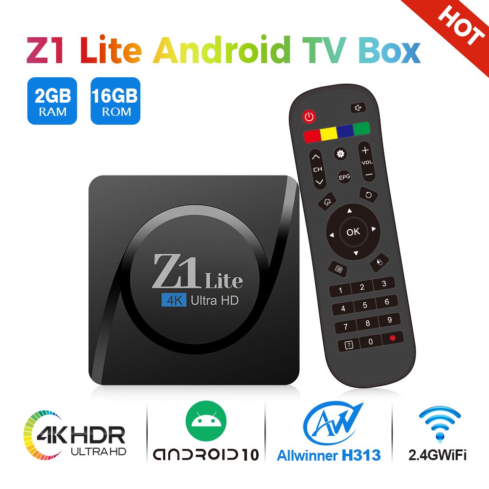 Custom Android Tv Box Z1 lite Android 10 Allwinner H313 IR remote 2+16G Media Player Smart Tv Box 5g Wifi HD 4k Set-top Box