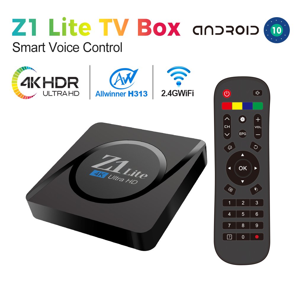 Custom Android Tv Box Z1 lite Android 10 Allwinner H313 IR remote 2+16G Media Player Smart Tv Box 5g Wifi HD 4k Set-top Box