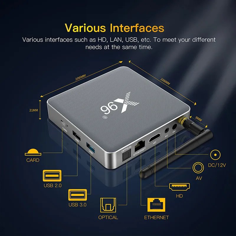High-quality X96 X9 Media Player 8K Android 9.0 Set Top Box Amlogic S922X 2.4G 5G Wifi 4GB+32GB TV Box X96 x9
