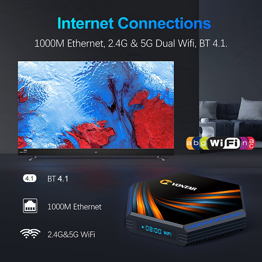 Smart Box Tv Android 11 VONTAR KK MAX 2.4G/5Ghz WiFi Rockchip RK3566 BT4.1 Set-Top Box