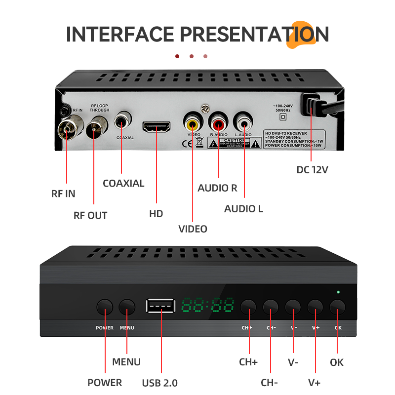 Wholesale price of DVB-T2 set top box HD1080P H.265 decoder digital dvb t2 set top bpx to Italy Poland Germany Spain.