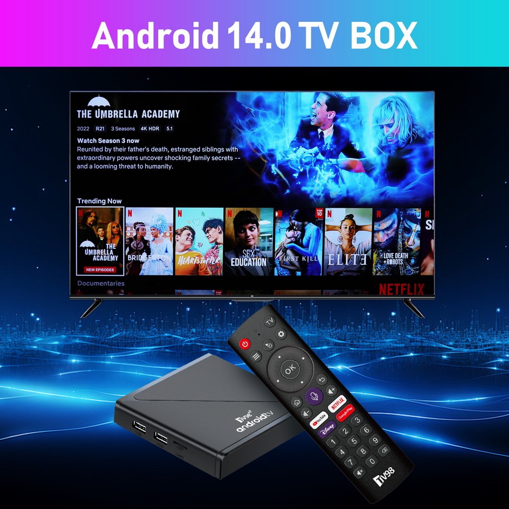 Hot selling 8gb set-top box 8K support allwinner H313 TV98 ATV PRO iptv subscription tv box 16GB 4K voice remote control tvbox