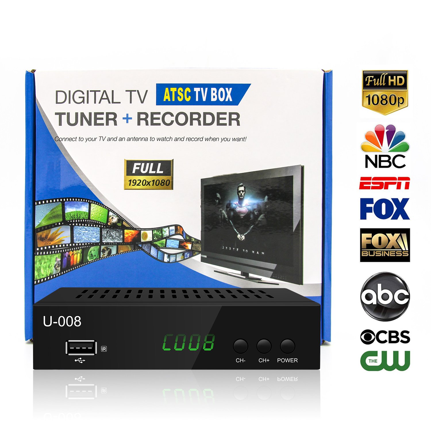 ATSC1.0 USB Stick Tv Tuner Full HD ATSC TV Box Digital Converter Box with TV Tuner,USB Multimedia Function set top box