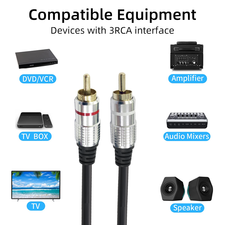 2 RCA Cable Compatible with Set-Top Box Speaker Amplifier DVD Player Audio High Speed Cables