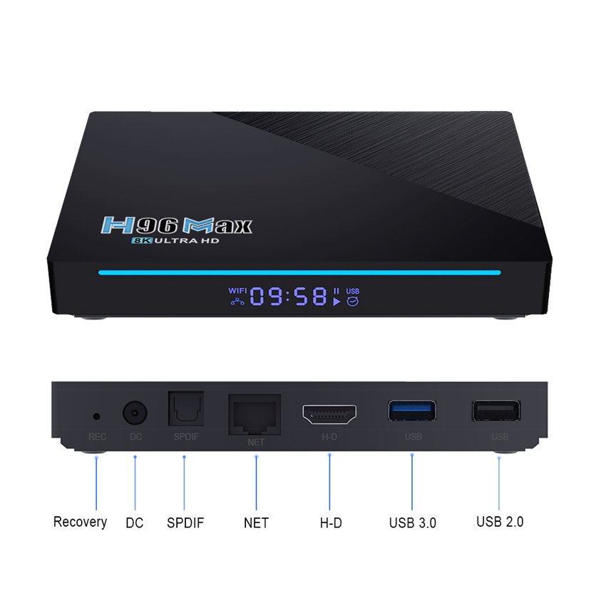 New Android 11.0 Quad Core 2.4G 5G Dual Wifi TV Box 8K HD H96 Max 3566 Set Top Box Voice Control Factory