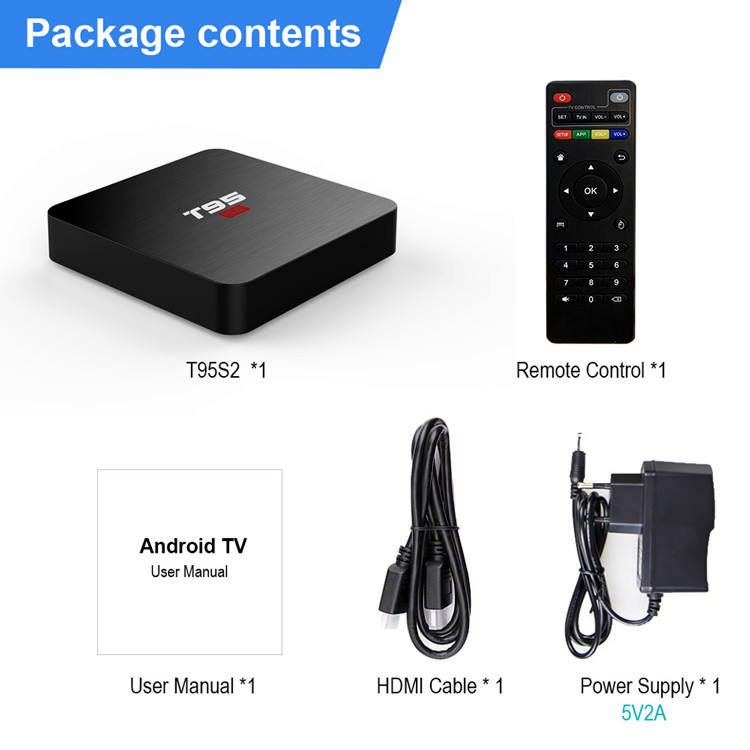 New Leadcool Android 7.1 Set Top Box T95 S2 Smart Android TV Box S905W Quad Core 1G 8G Memory