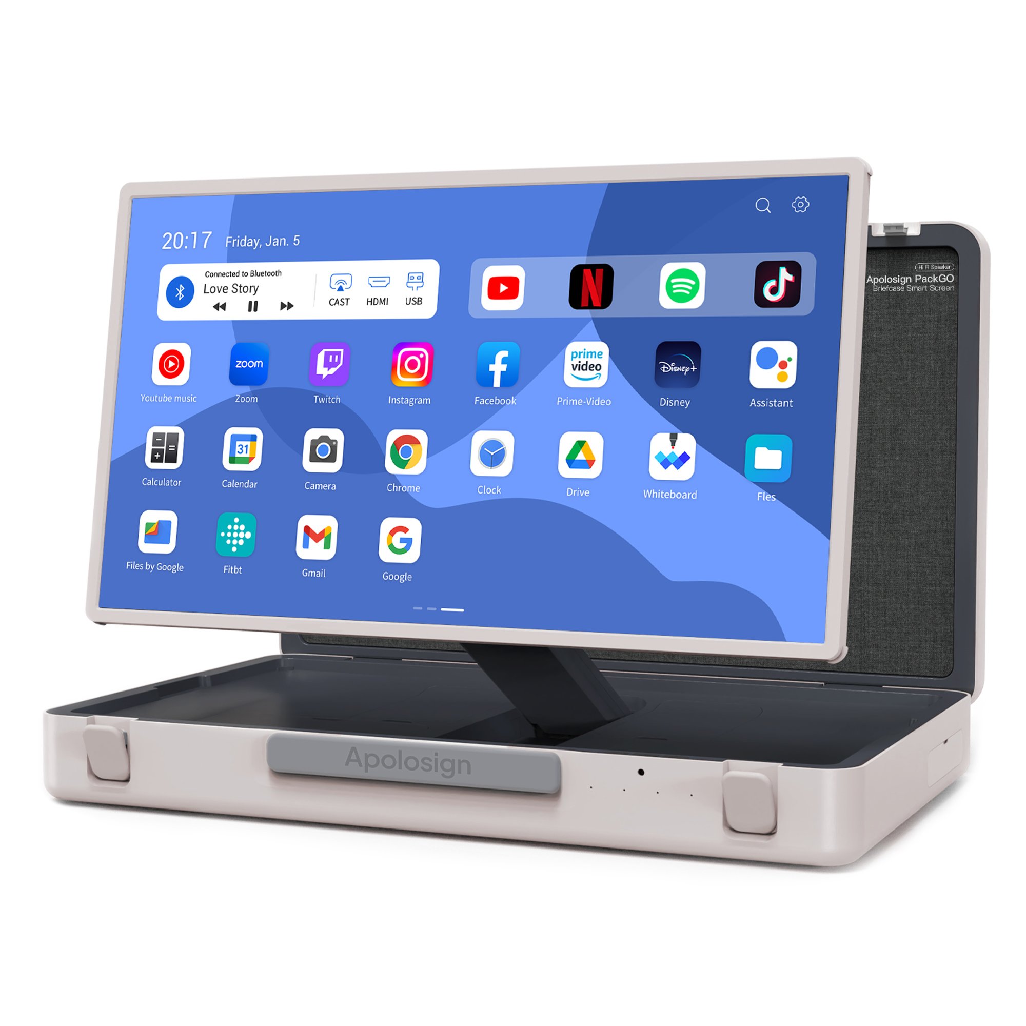 ELC PackGO Portable 27 Inch Briefcase Design Touch Screen TV Suitcase Tablet Monitor Android System Smart Screen For Camping
