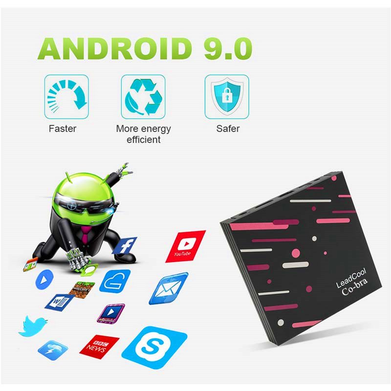 New Leadcool Android 9 Set Top Box Cobra Amlogic S905W Smart TV Box BT4.0 WiFi 2.4G USB2.0