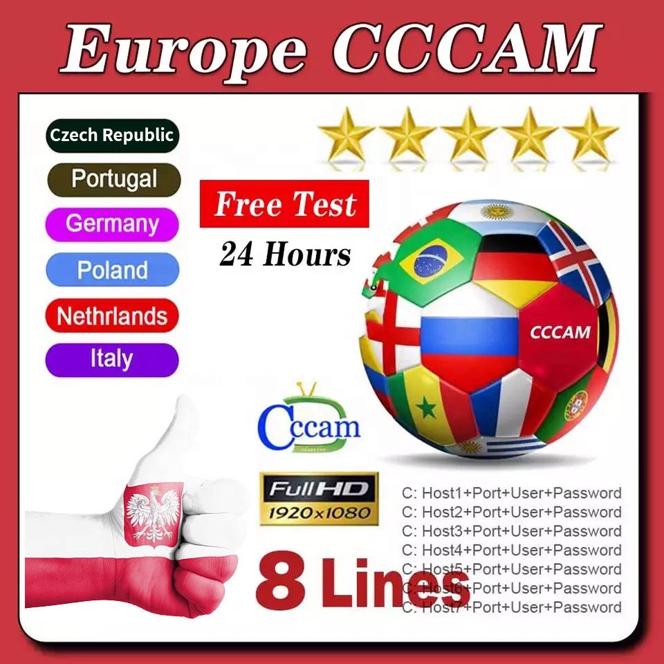 Stable Europe Cccam Panel 10 PCS Cccam Cline 8 Lines For Satellite TV Receiver UK Italy Netherlands Slovakia CCcam Reseller