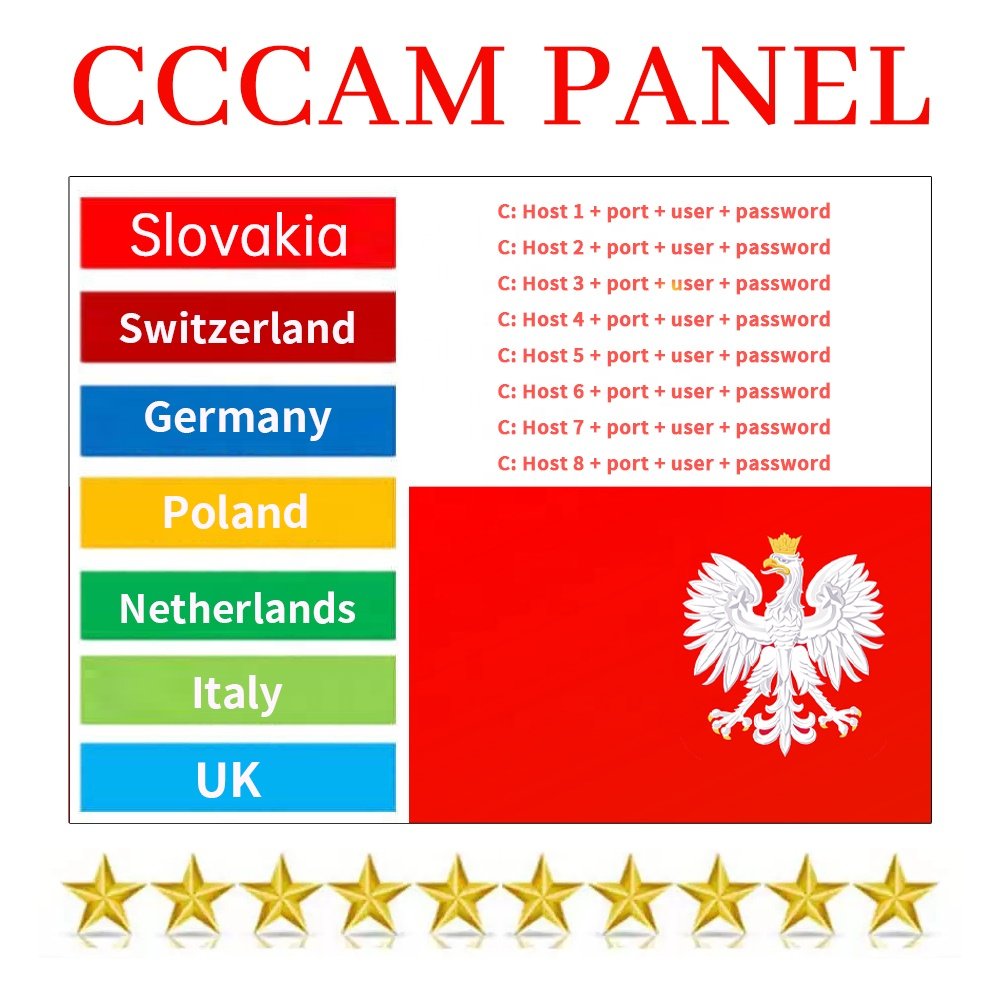 Stable Europe Cccam Panel 10 PCS Cccam Cline 8 Lines For Satellite TV Receiver UK Italy Netherlands Slovakia CCcam Reseller
