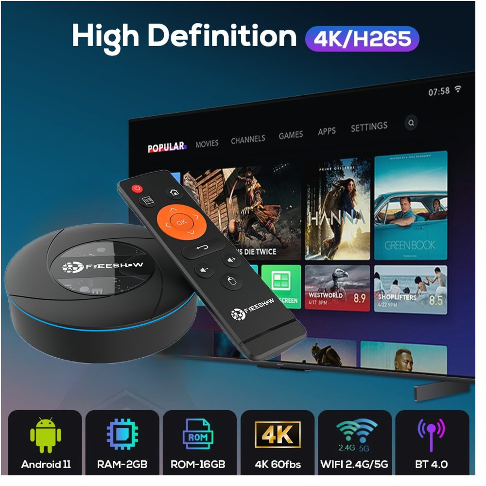 5G 4K Free Show OTT Smart TV Box Android tvbox Free Test Video Streaming Media Player Set-top Box for USA UK CA European Arabic