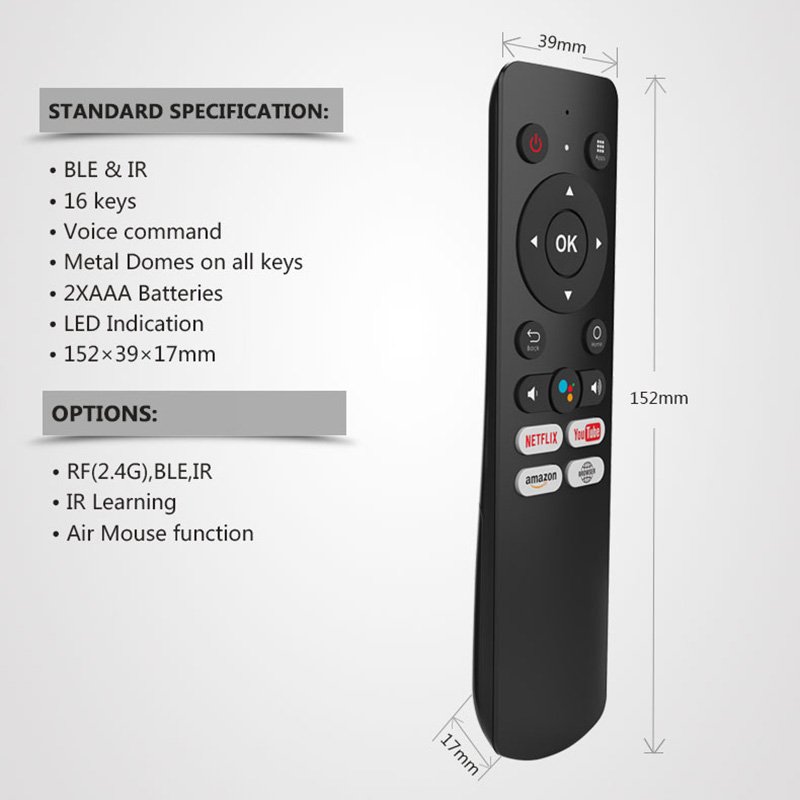 Universal IR RF Wireless Household Appliance Smart Black Remote Control for 4A/4C/4S TV Set Top Box TV Box STB