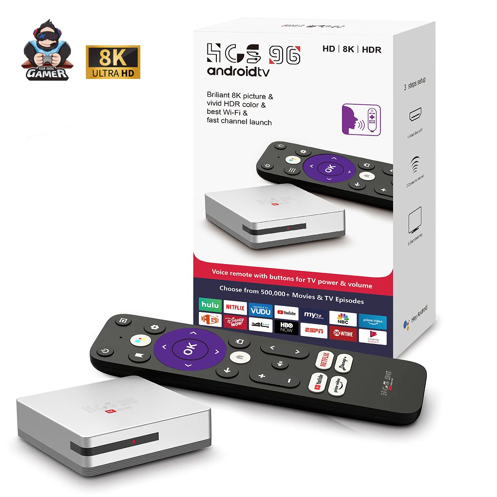 HCS96 HOT selling IPTV free test Android 13 Hd 8k TV box 64g bluetooth voice remote smart view device Allwinner H313 set-top box