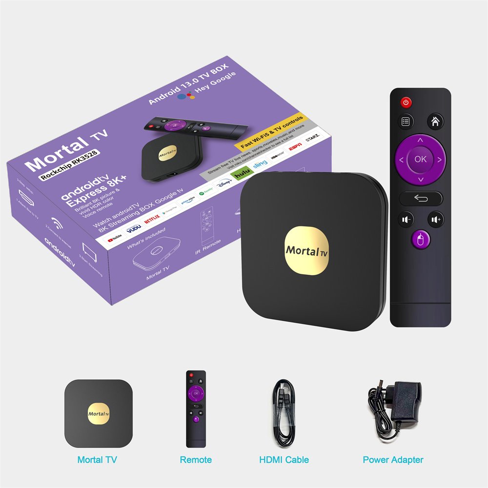 2024 Montal T2 Android 13 Smart TV Box RK3528 Support 8K Video Decoding HD10 WiFi6 2.4G/5G Voice Remote Control Set Top Box