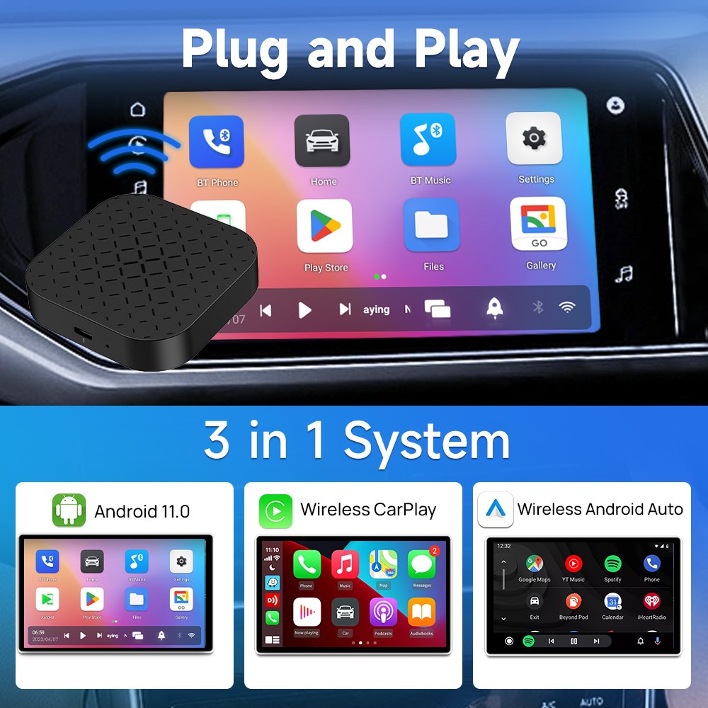 Carlinkit 2024 Magic Box Carplay Android 11 Multimedia Boxes Wireless Android Auto Carplay USB Android Box For Car