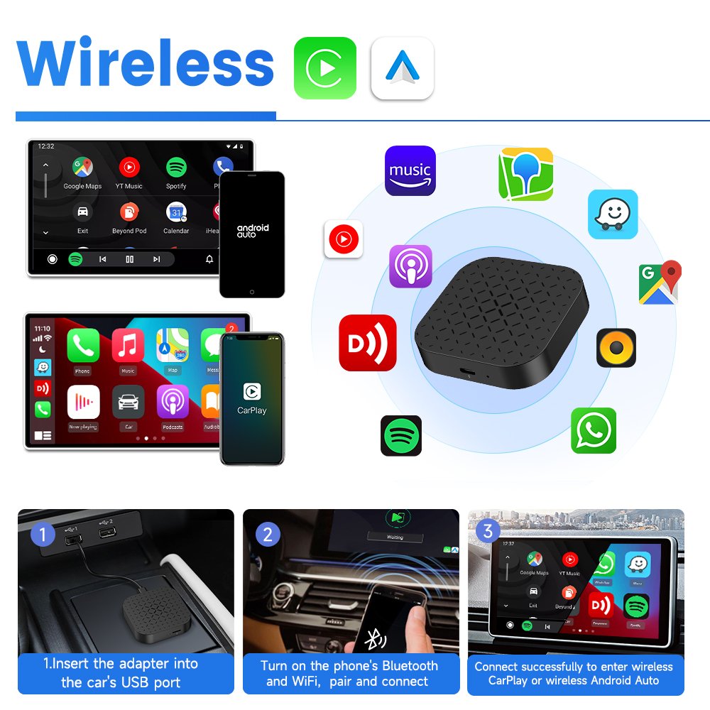 Carlinkit 2024 Magic Box Carplay Android 11 Multimedia Boxes Wireless Android Auto Carplay USB Android Box For Car