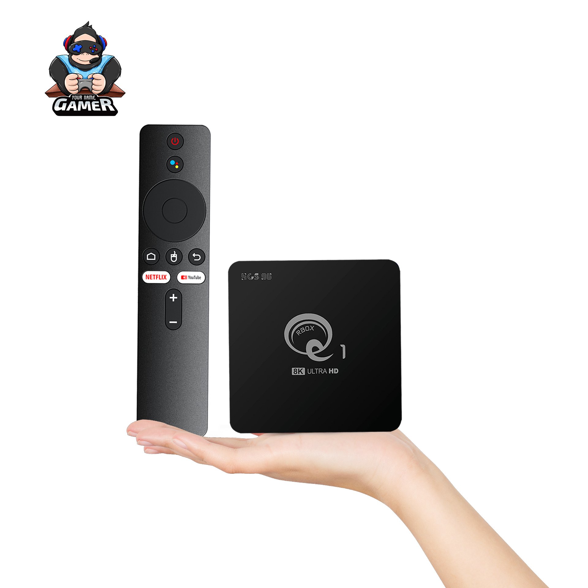Custom OEM Q1 Android 14 TV box Allwinner H313 Bluetooth Voice remote control 2GB 16GB smart Android 8k set-top box of family