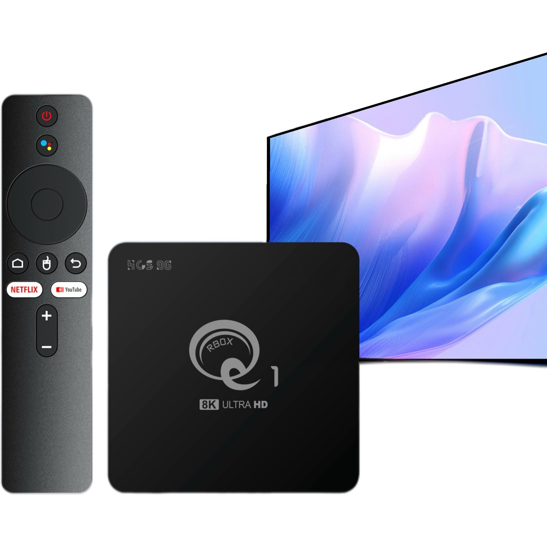 Custom OEM Q1 Android 14 TV box Allwinner H313 Bluetooth Voice remote control 2GB 16GB smart Android 8k set-top box of family