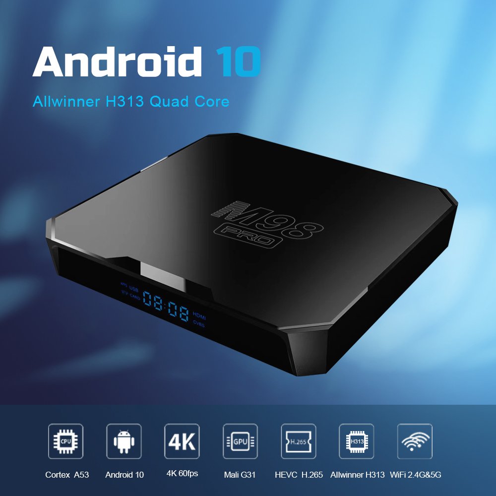 Custom ATV 2GB Ram 16GB Rom M98 PRO Tv Box Android10 Media Player Dual WiFi BT5.0 Smart TVBox 4K Set-Top Box android tv box