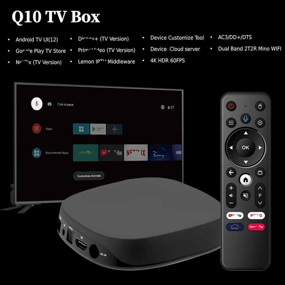 Topleo android tv box certificado atv android 12 allwinner h618 q10 4gb 32gb set top box 4k android tv box