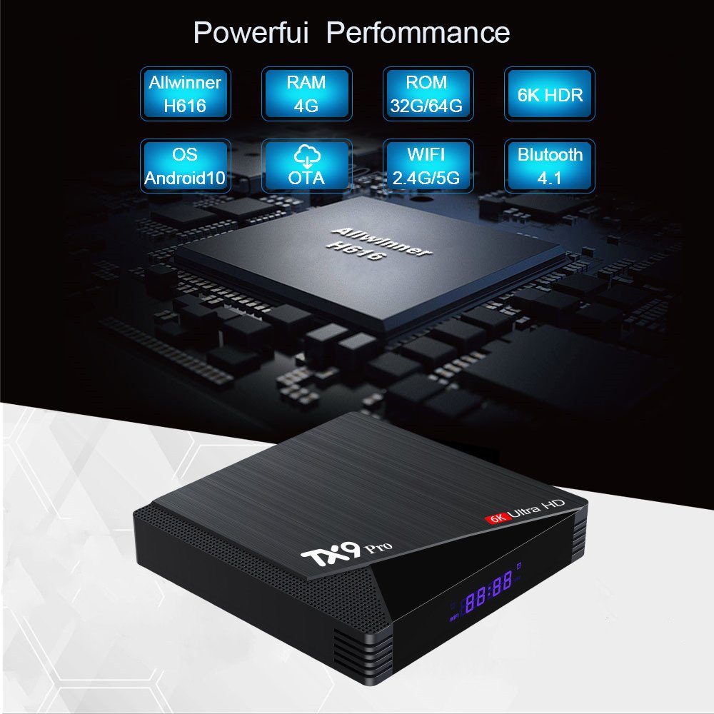 Professional wholesale TX9PRO TV set-top BOX Allwinner H616 8+128GB 2.4g/5ghz WIFI TV BOX