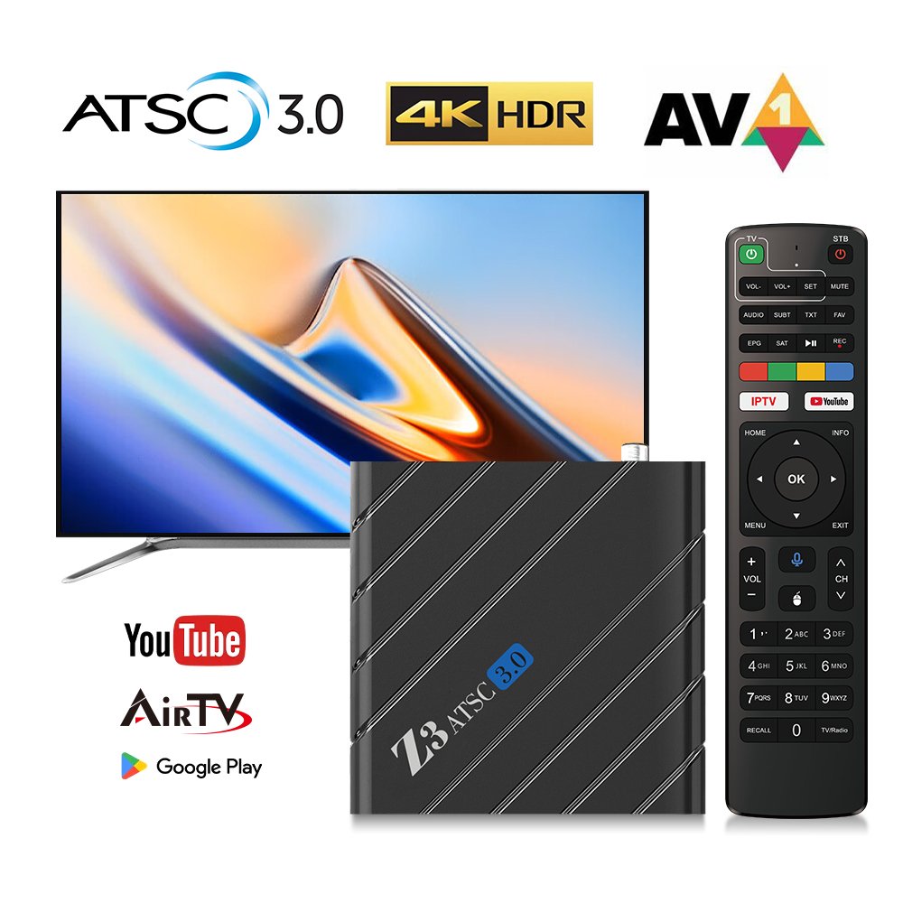Super-Strong ATCS TV BOX Amlogic S905Y4-B 4K 2Gb Ram 16Gb Rom Android 11 Z3 ATSC 3 atsc tuner set top box support OEM
