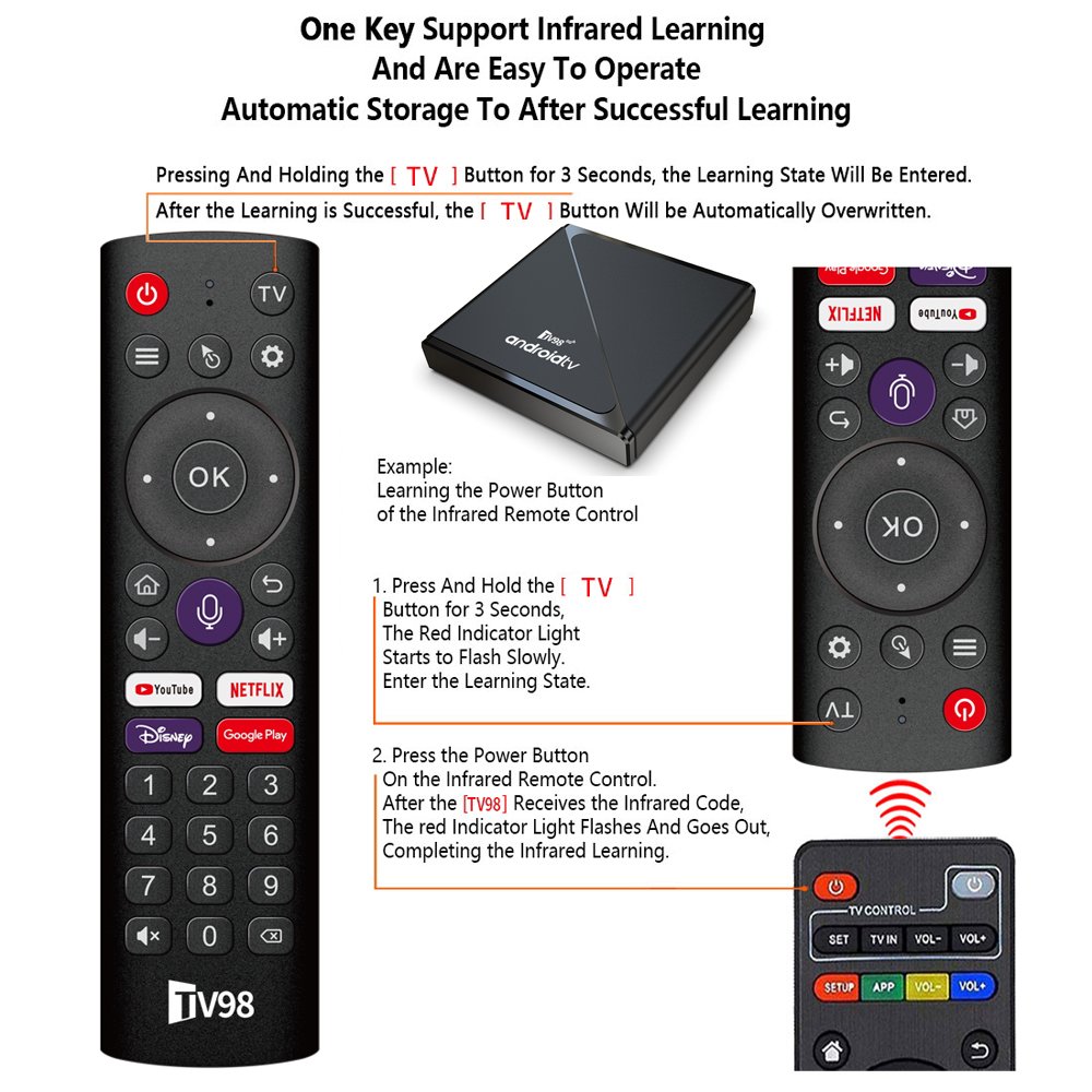 TV98 ATV Pro Tv Box Android 14 ATV Allwinner H313 with BT Voice Remote 2G 16G smart tv box