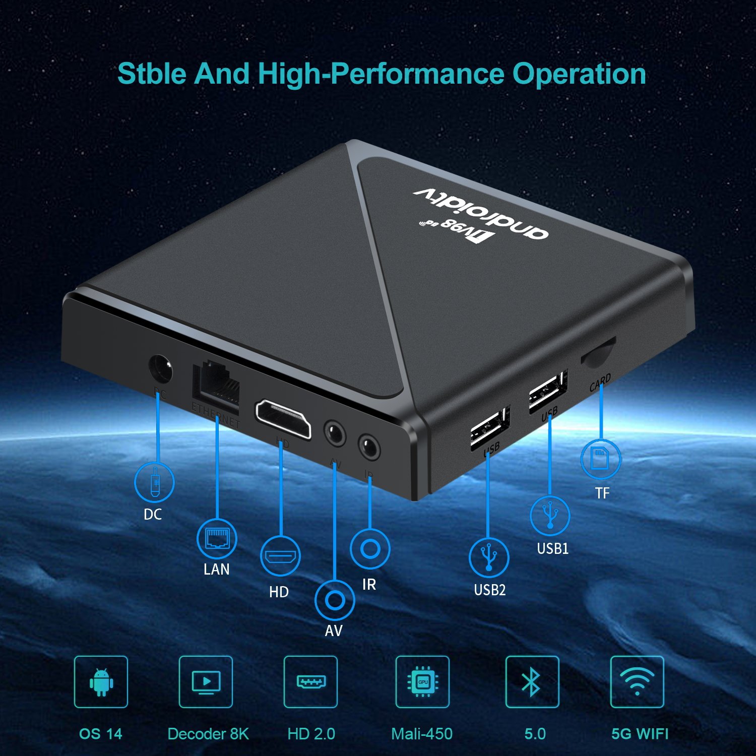 TV98 ATV Pro Tv Box Android 14 ATV Allwinner H313 with BT Voice Remote 2G 16G smart tv box