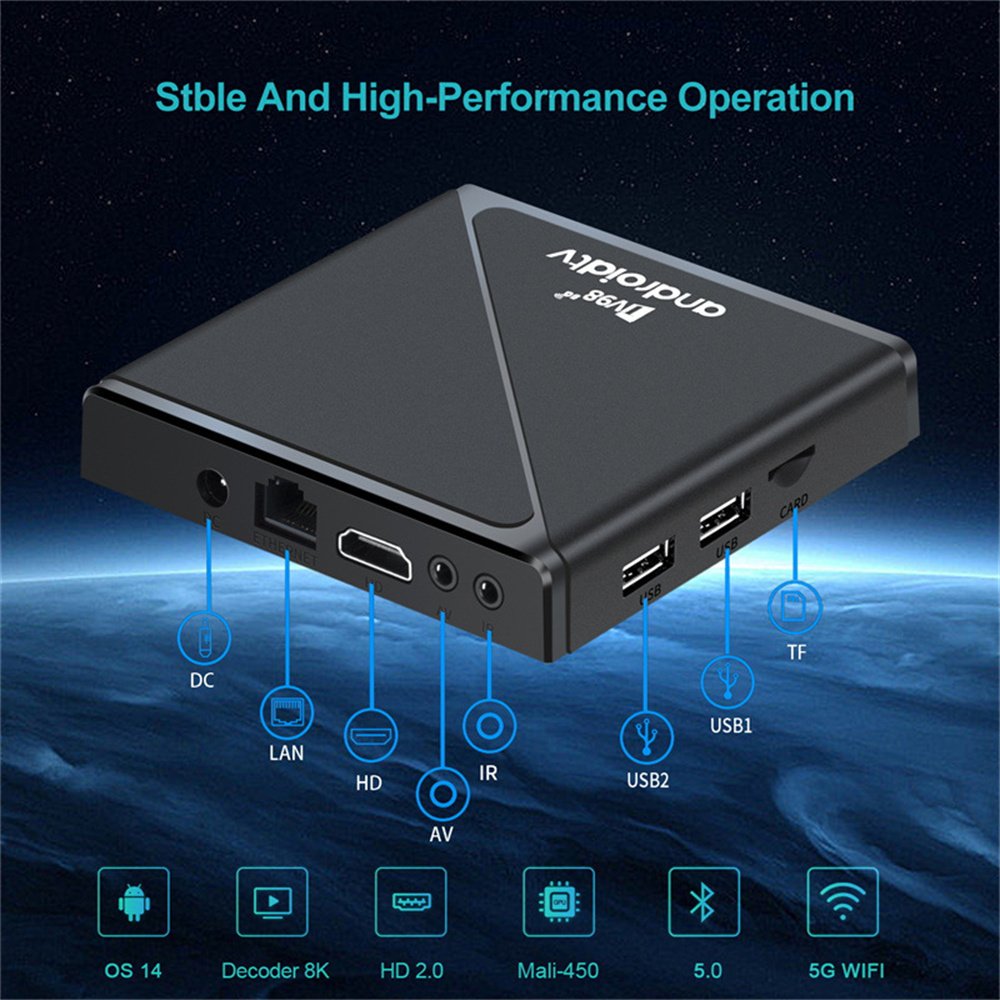 Android 14 TV98 Pro Allwinner H313 Quad Core 8k 2G 8G Remote Support IPTV 5G 2.4G Dual Wifi BT5.0 Set Top Box