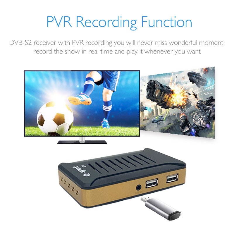 Qsport Mini Hd 1080P H264 HEVC FTA Free to Air Decoders Dvb-S2 Digital iks Server Satellite TV Receiver Set-top Box Factory OEM