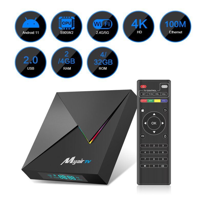 Factory outlet Android TV BOX my air tv dual Wifi 4k Iptv Tv Box amlogic s905x3 chipset with BT remote ott set- top box