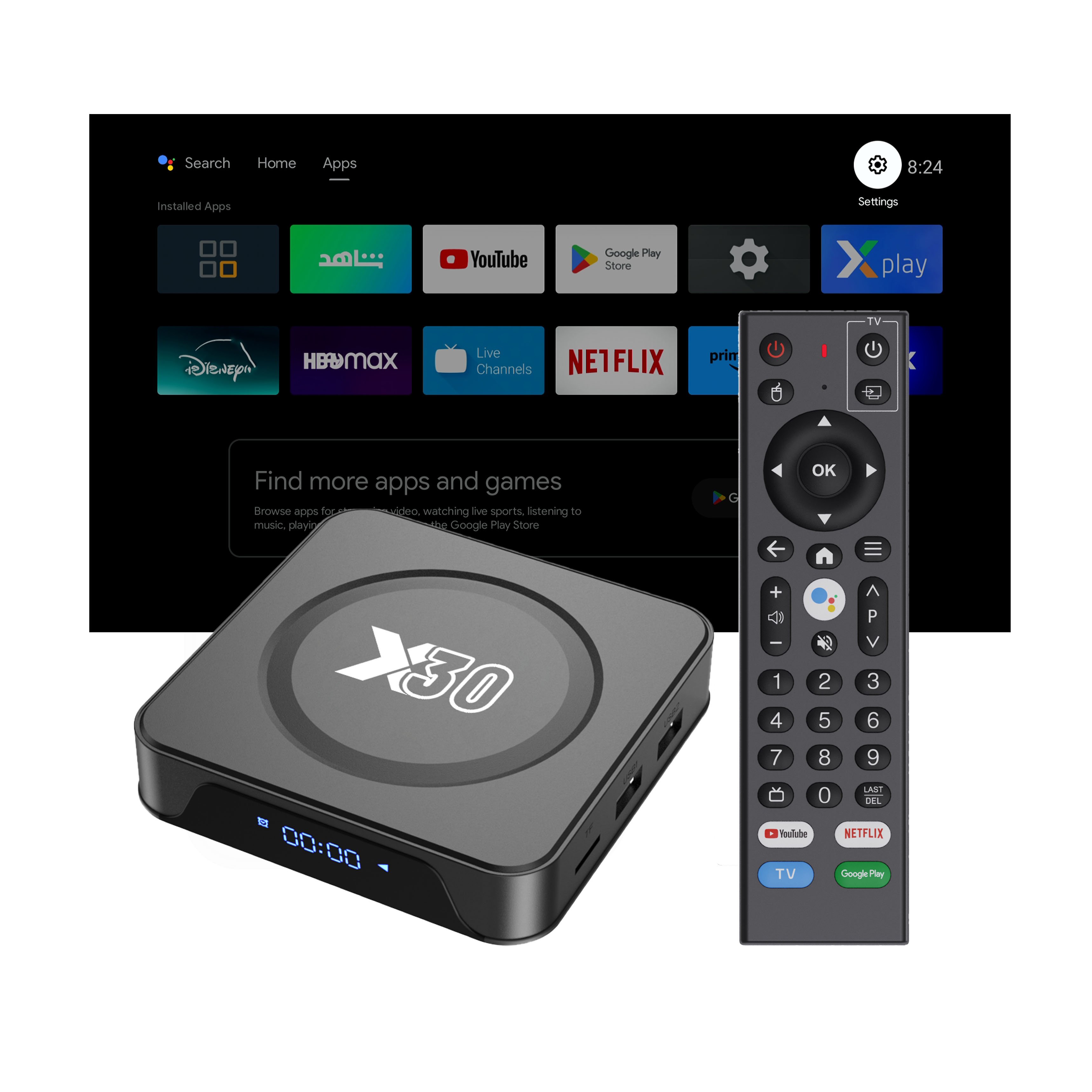 X30 tvbox android 4K tv box Allwinner H618 2GB + 16GB Android 12 set top box WIFI 6 BT5.4 smart tv box