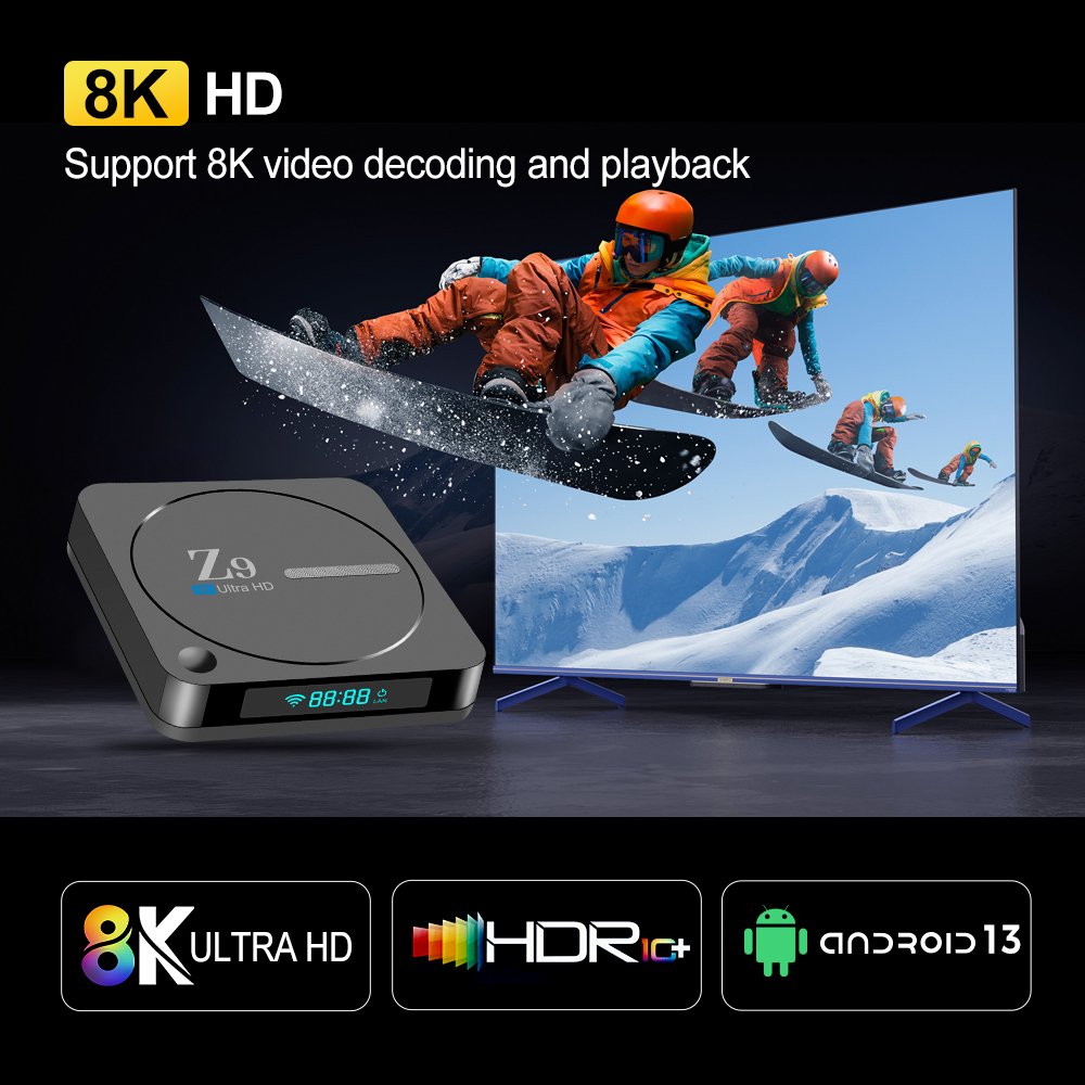 2024 New Z9 4G+32G Set-top box tv boxe 8k Image Count RK3528 Android 13 Dual Band 5GWiFi Blue-tooth TVBOX Factory Wholesale