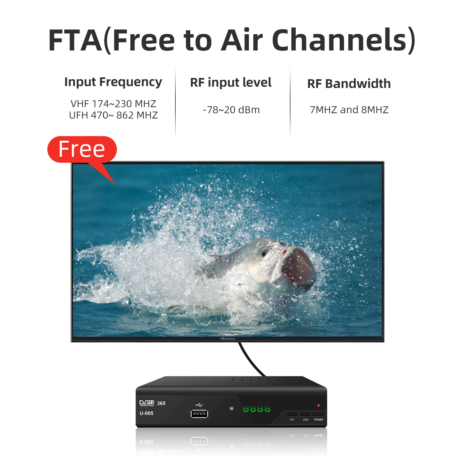 DVB-T2 H265 Europe market hd digital TV decoder with LAN Free to Air channels Support free custom set top box Free to Air