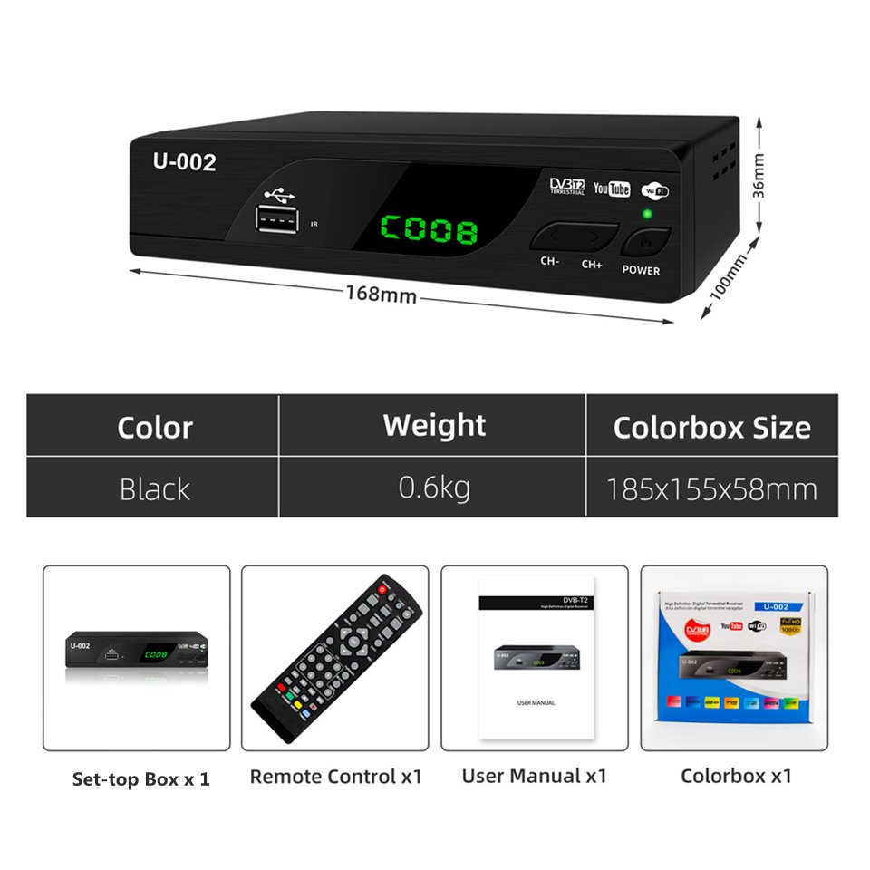 Best sale dvb t2 TV receiver digital set-top box fta DVB-T2 H.264 decoder TV box support MEEG4 HD 1080P