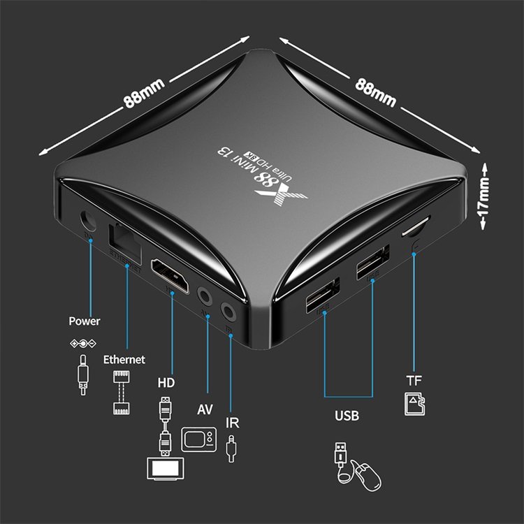X88MINI 13 Android 13.0 TV Box RK3528 Quad-Core 2.4G /5G dual-band Wifi 4K Smart Set-Top Box Media Player