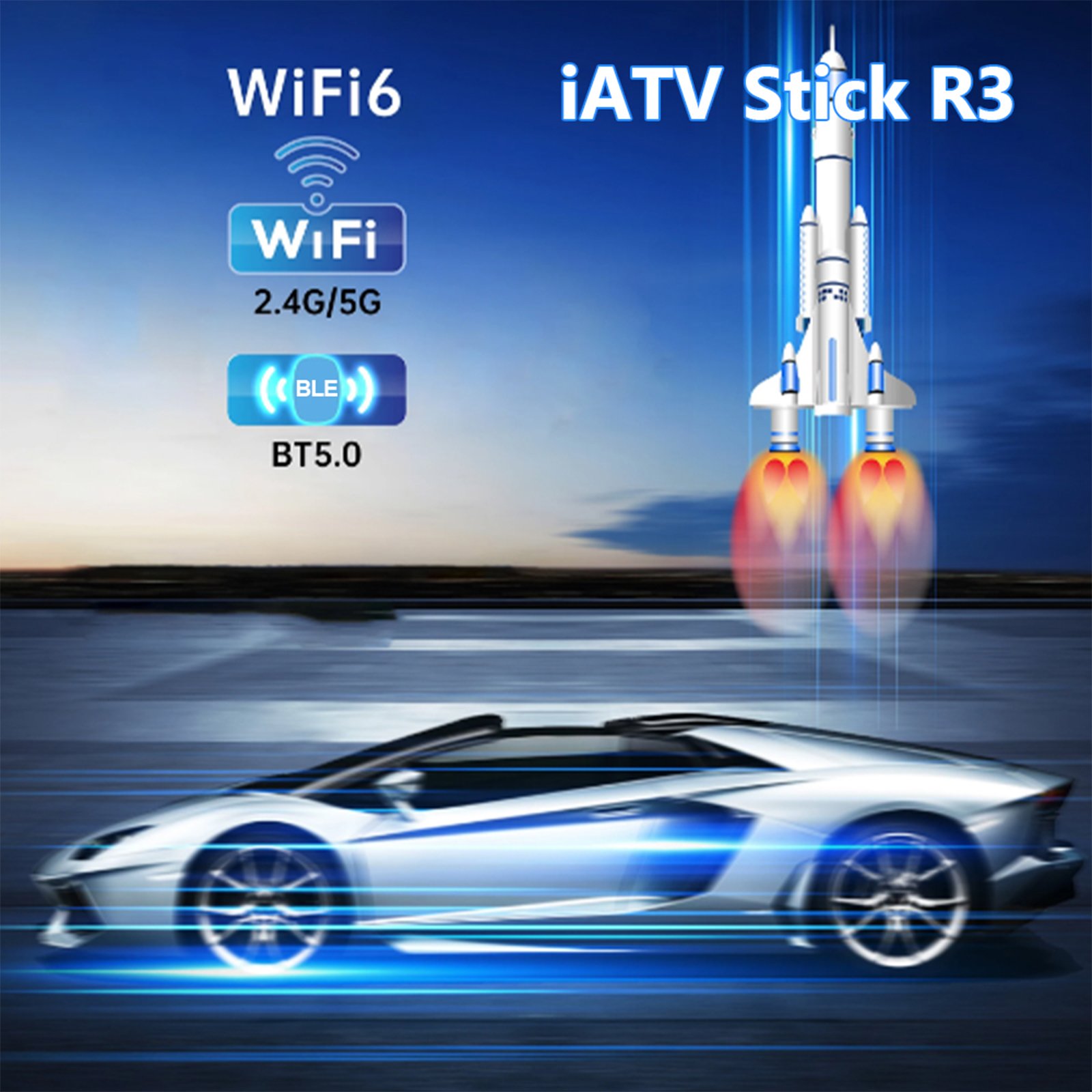 2024 iATV Stick R3 Rockchip RK3528 Quad Core Android 13 TV Box 8K Support WiFi6 and BT5.0 Voice Remote Set-Top Box Fire TV Stick