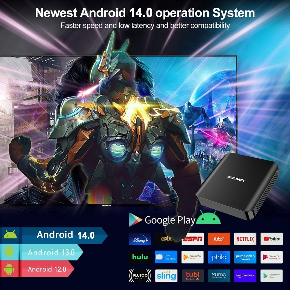 The latest TV98 ATV plus set-top box H313 Android14 8K BT dual-band WIFI TV BOX set-top box smart media player 1GB 8GB 2GB 16GB