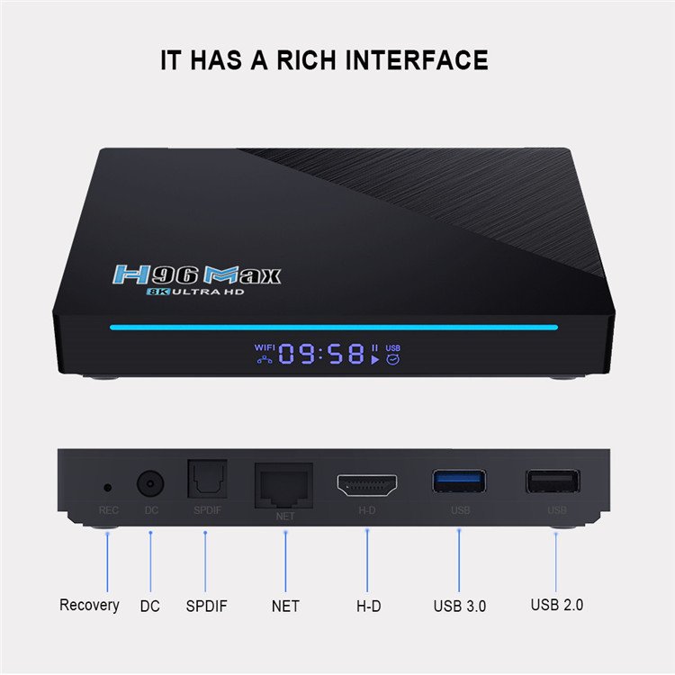 Custom 8GB ram 128GB rom Tv box Android 11 Media Player h96 Max Smart TVBox Quad Core 5G WIFI 4K Set-Top Box android tv box