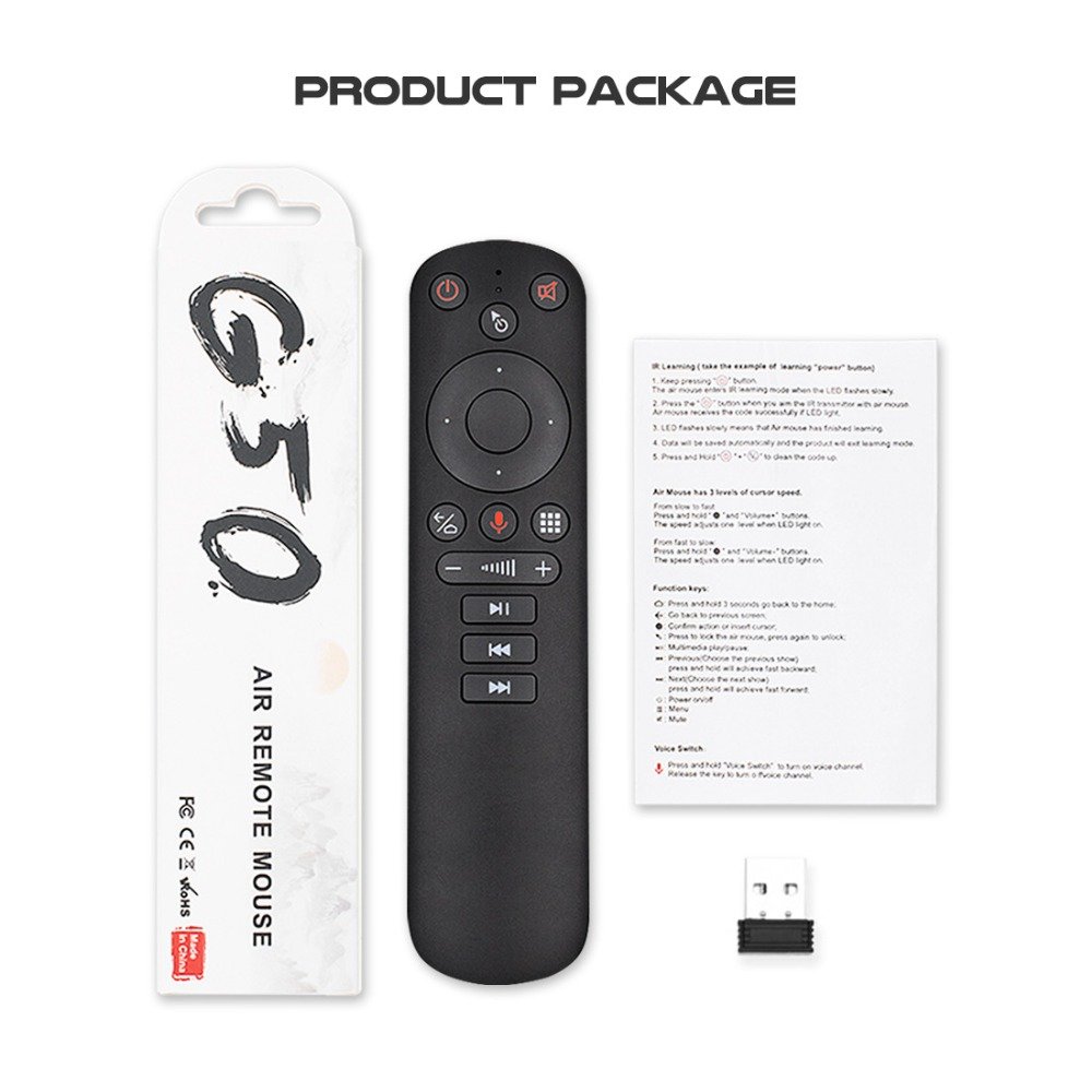 G50S Voice Air Remote Mouse Gyroscope Smart Android tv box 2.4G USB Wireless IR learning remote controller