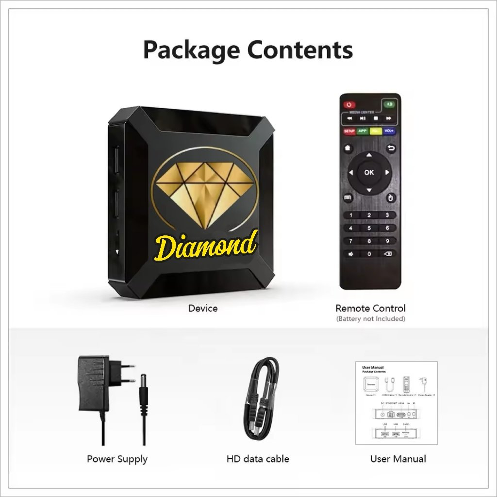 New Diamond Amlogic S905Y4 Smart Tv Box Android 11 1/3/6/12GB ATV Box Wifi 6 5G Dual Wifi BT Remote Control Voice 4K Set Top Box