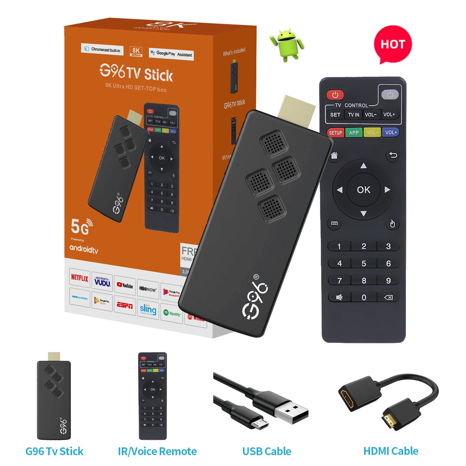 2024 new product cheap G96 TV stick IPTV box free demo Google ATV version Android 10 with BT Set Top Box IPTV boxes