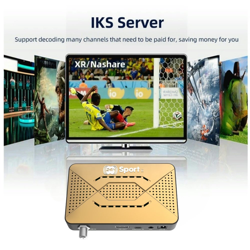 2024 New h.265 DVB-S2 iks server Digital Satellite TV Receiver h265 hevc 24h-Sport II FTA Decoder IP*TV Set Top Box for Africa