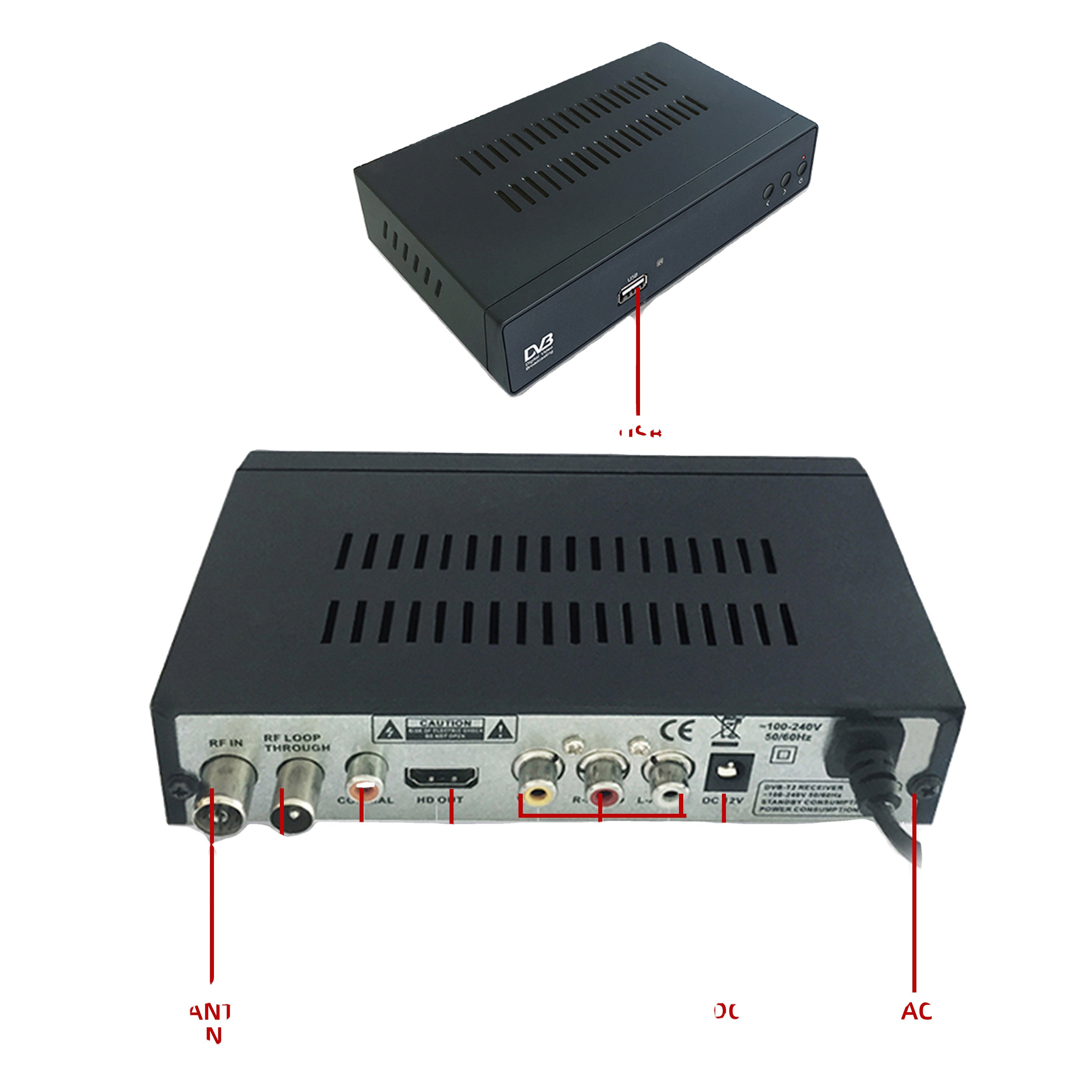 Factory OEM HEVC H.265 Digital TV Receiver STB with USB Youtube HD DVB-T2 receiver Set-Top Box