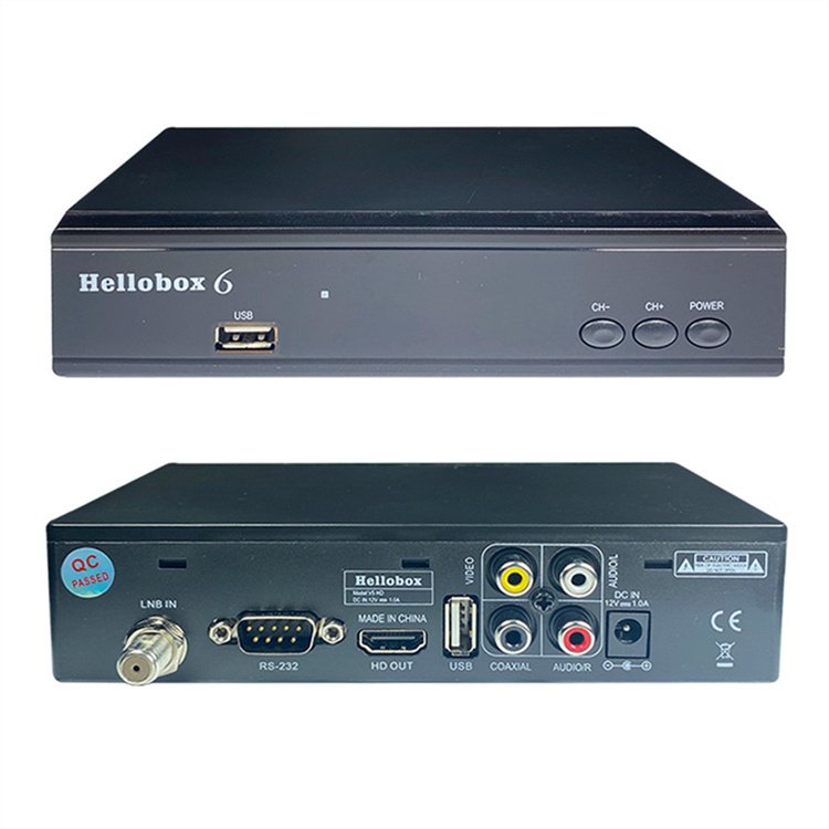 Newest hellobox 6 Fully SD/HD DVB-S2/S2X compliant support full HD 1080p set top box DVB-S2 H.265 Satellite Receive