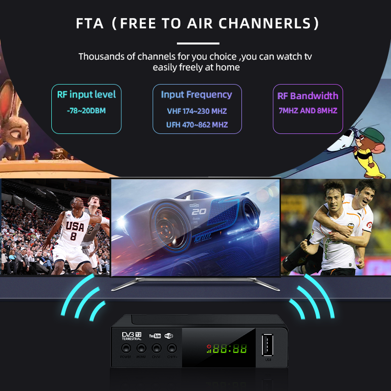 High Quality DVB T2 Tv Receiver TV Box Digital Terrestrial Receiver Usb Dvb T2 H.264 T2 1080P Set Top Box
